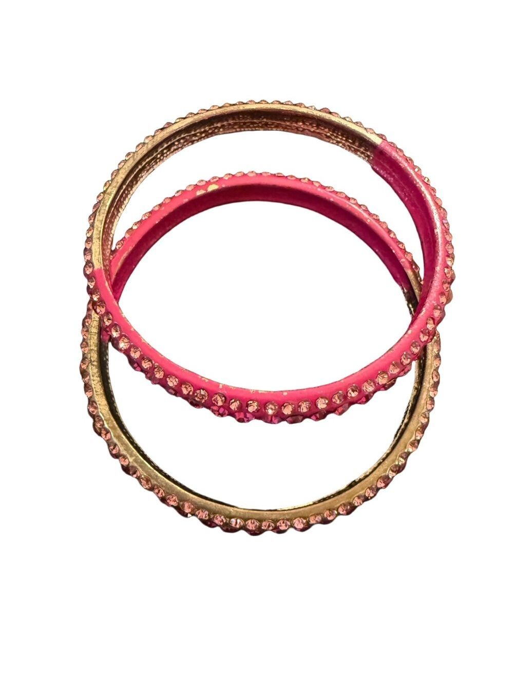Chic Pink and Gold Crystal Bracelet Set